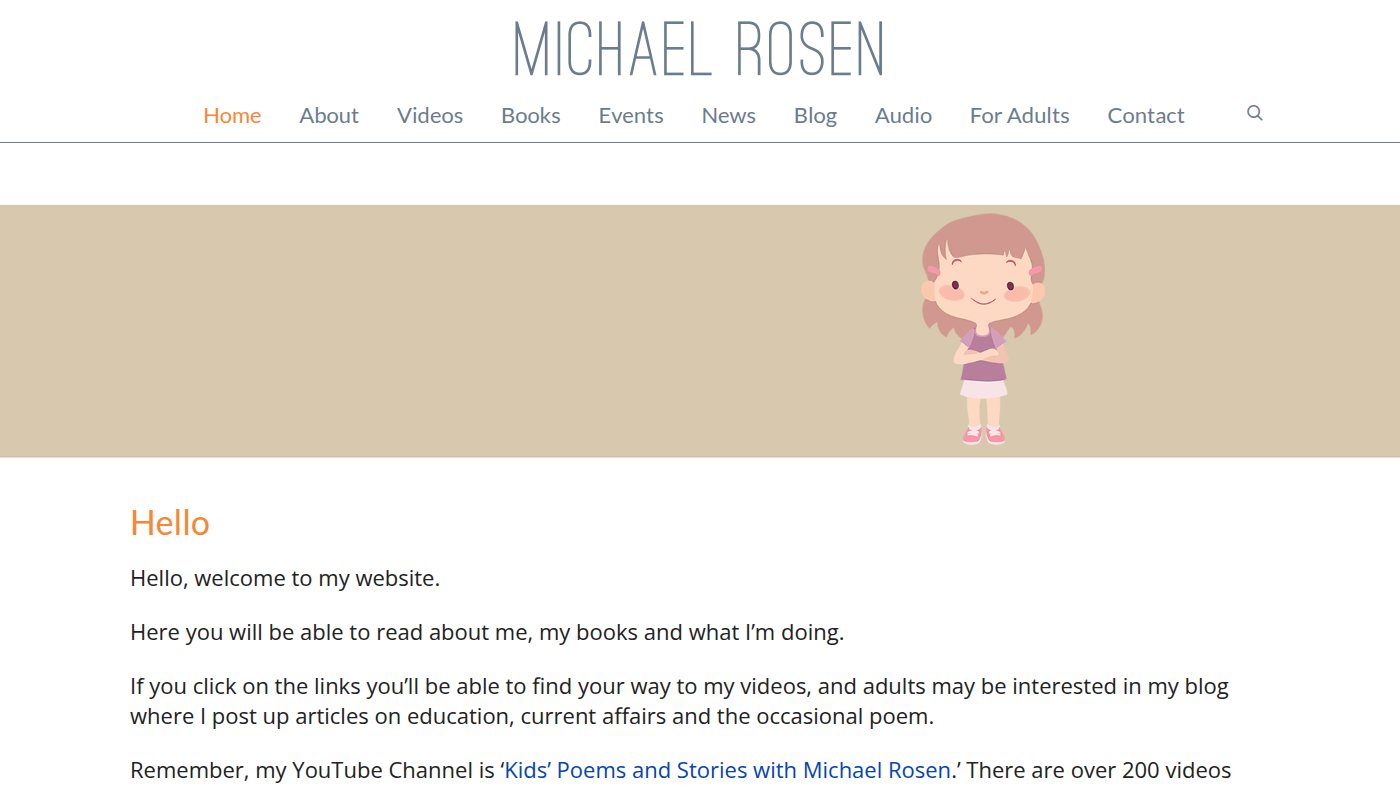 The home page of michaelrosen.co.uk