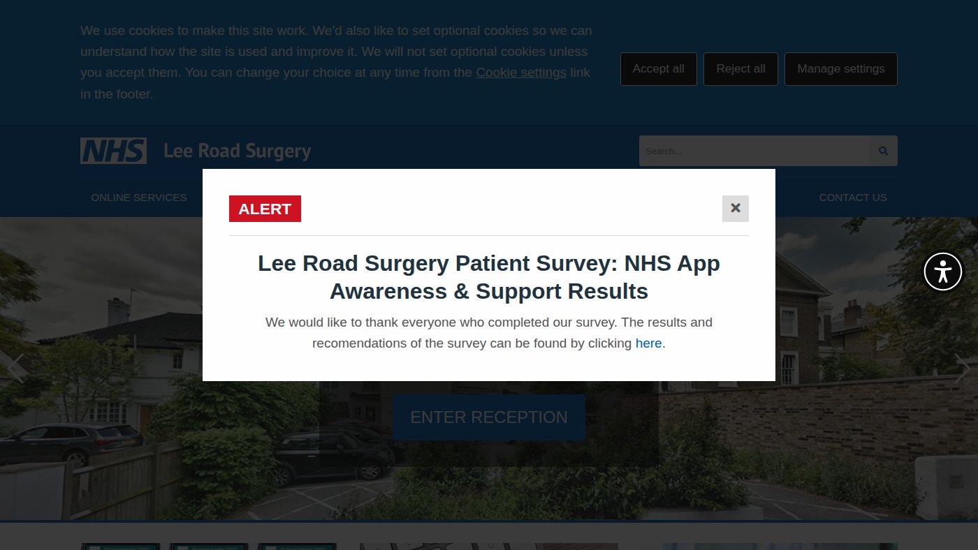 The home page of leeroadsurgery.co.uk