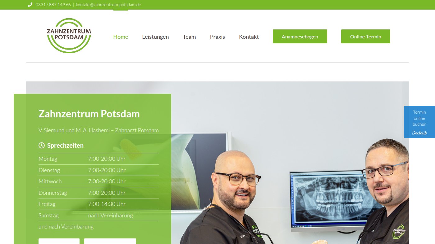 The home page of zahnzentrum-potsdam.de