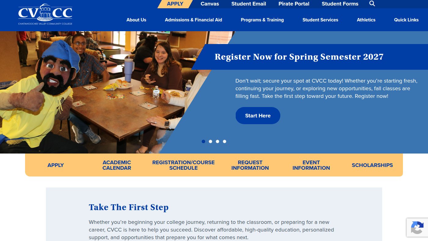 The home page of cv.edu