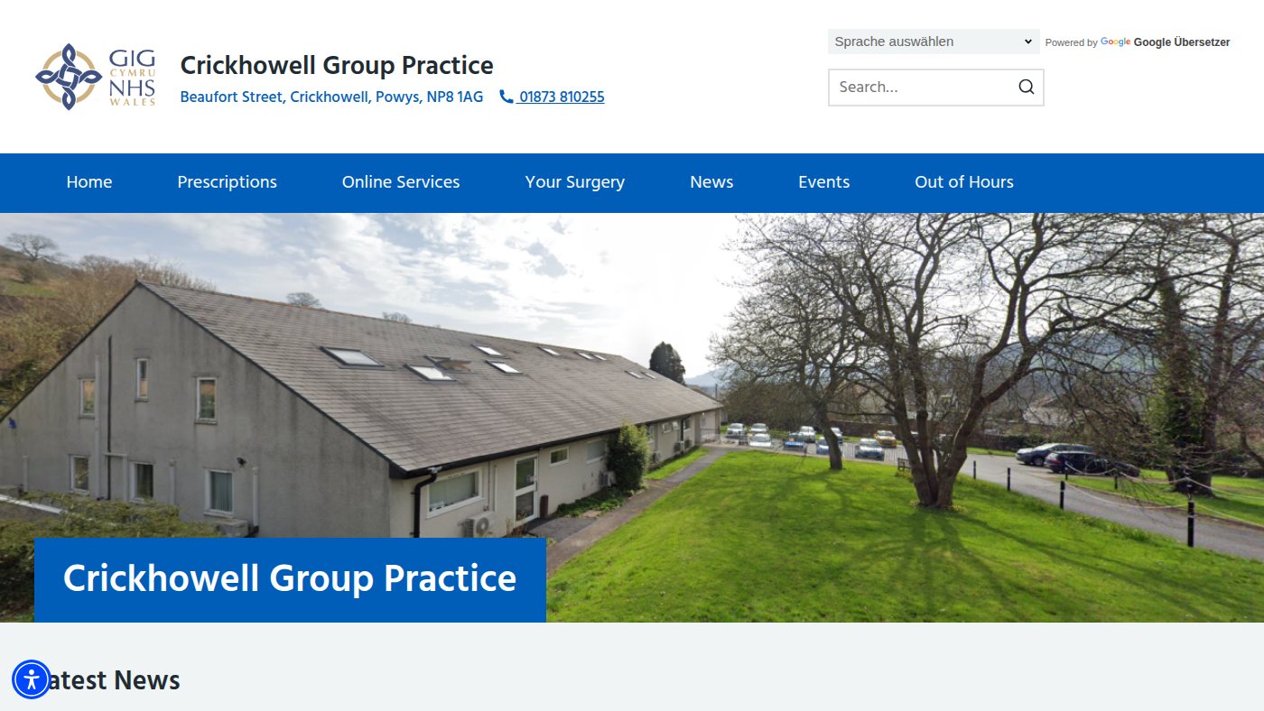 The home page of crickhowellhealthcentre.org.uk