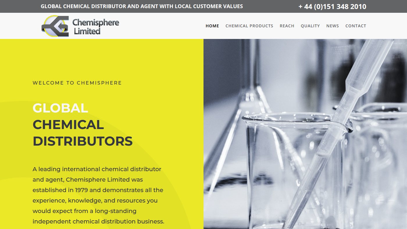The home page of chemisphere.co.uk