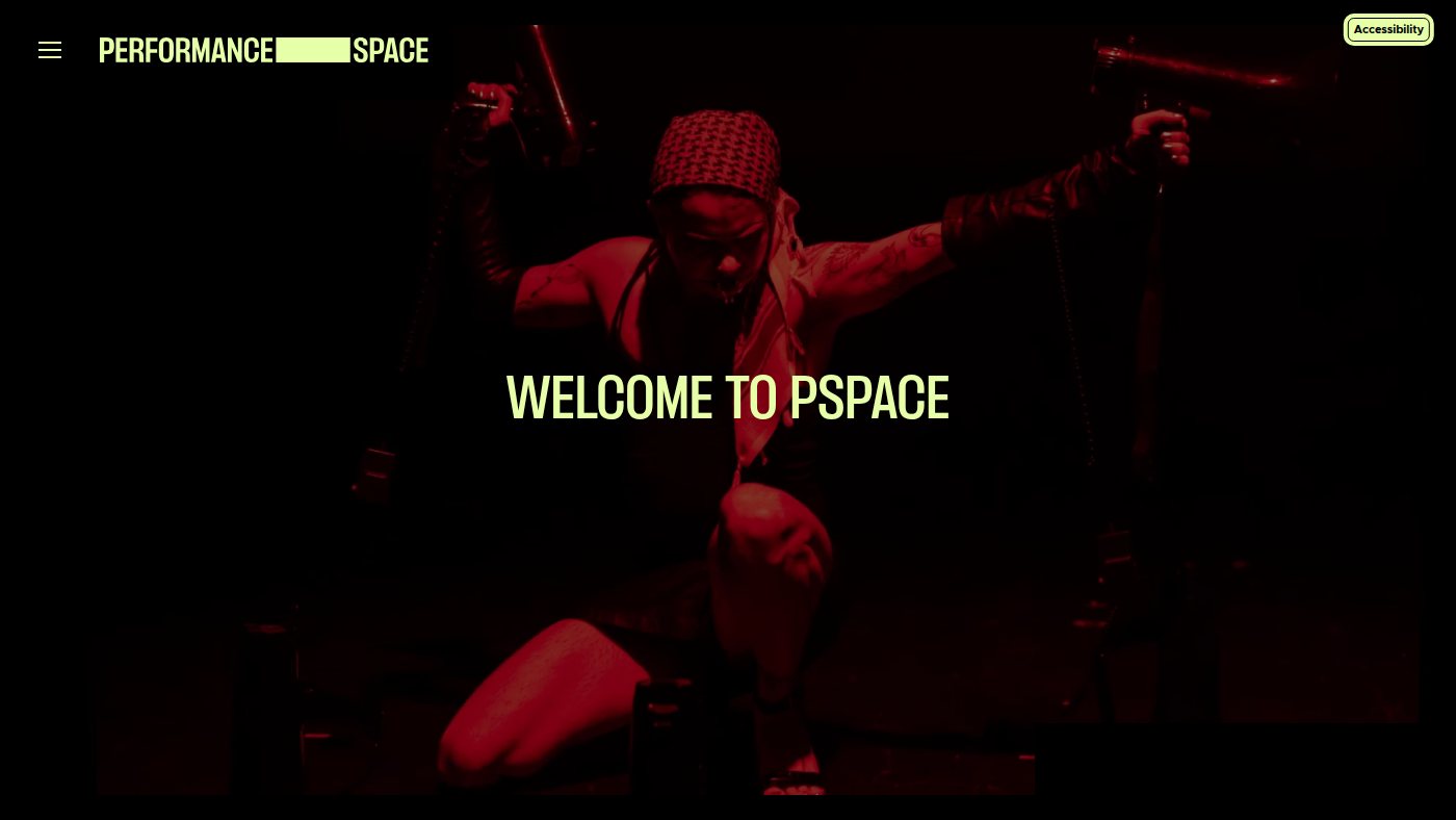The home page of performancespace.com.au