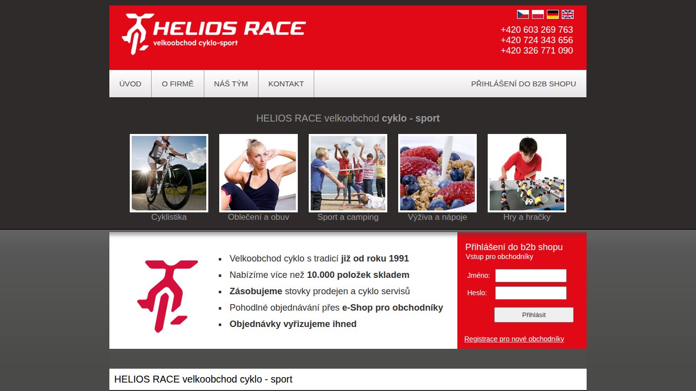 The home page of heliosrace.cz