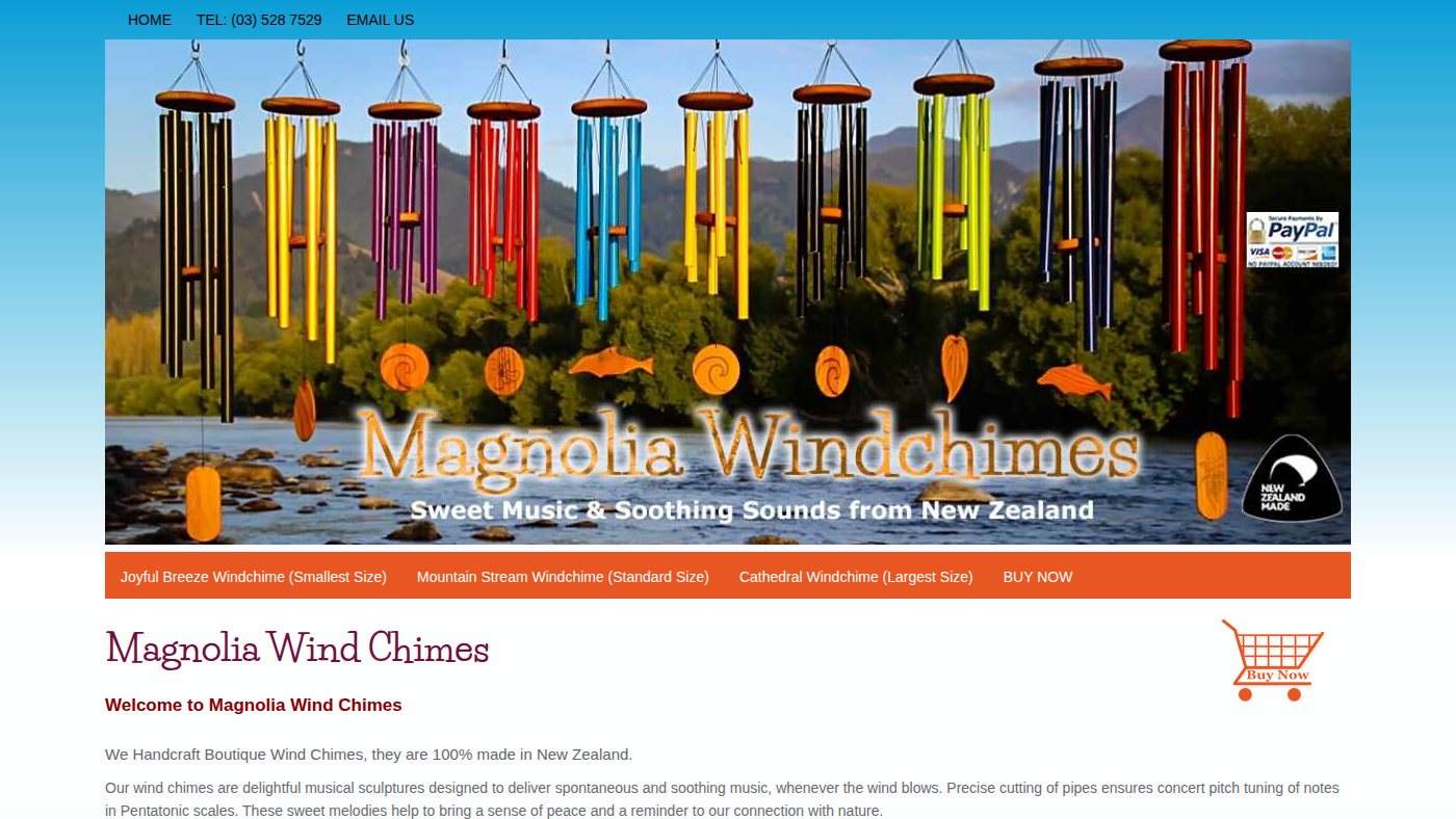 The home page of windchimes.co.nz