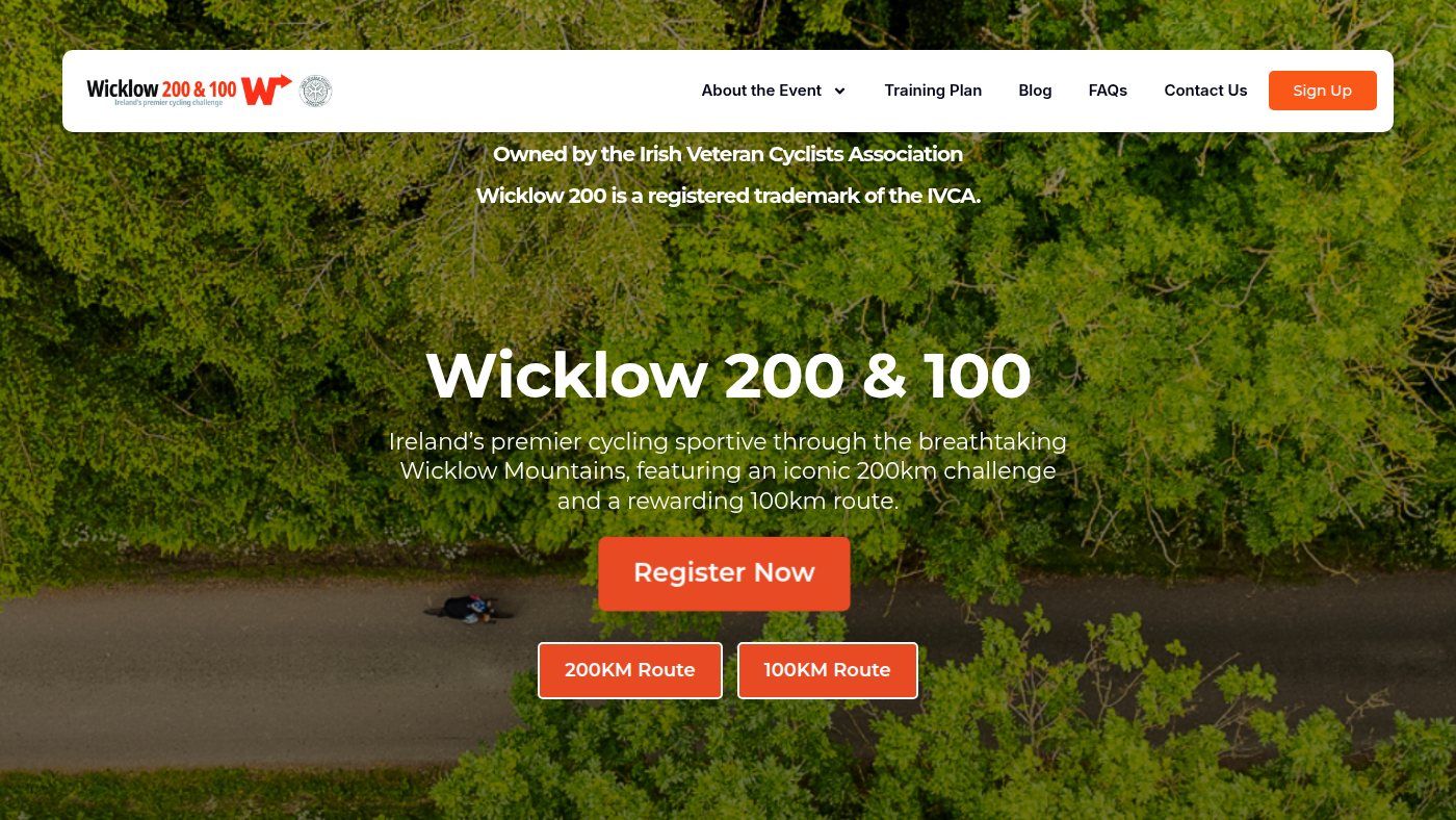 The home page of wicklow200.ie