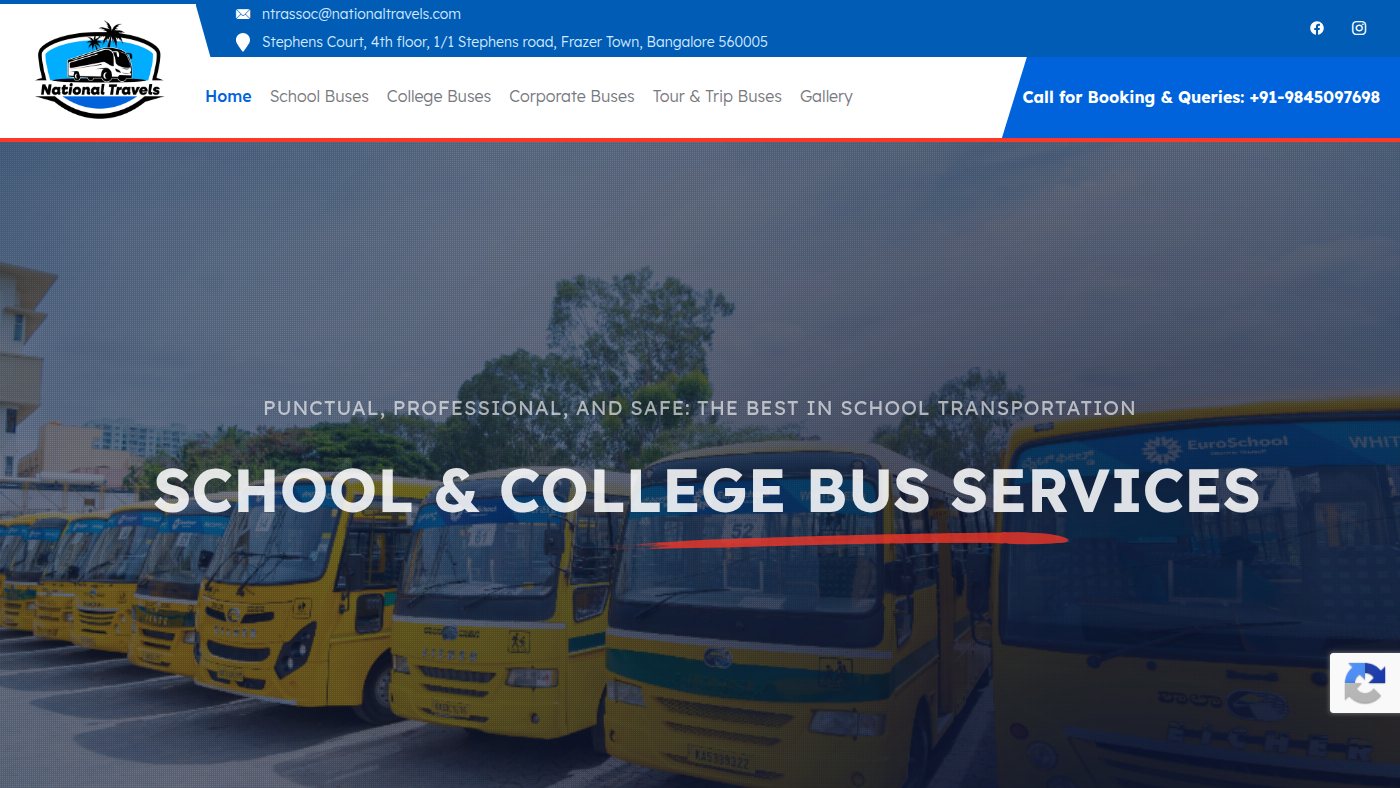 The home page of nationaltravels.com