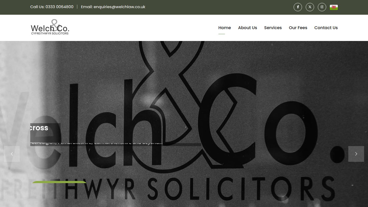 The home page of welchlaw.co.uk