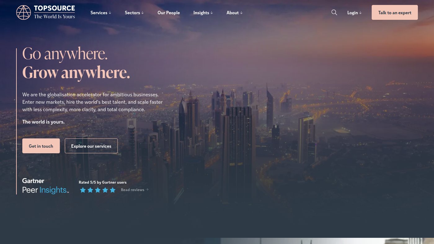 The home page of topsourceworldwide.com