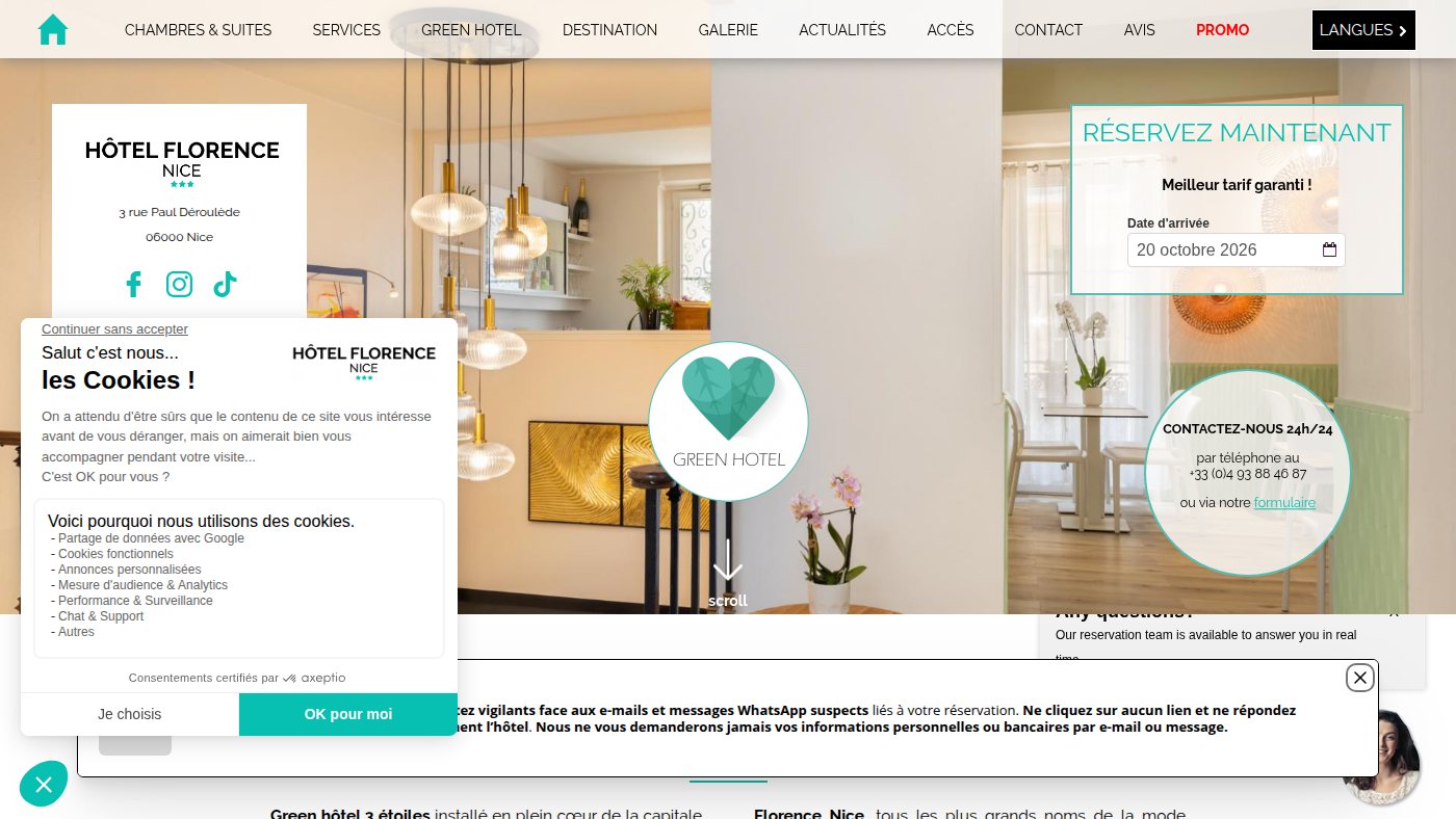 The home page of hotel-florence-nice.com
