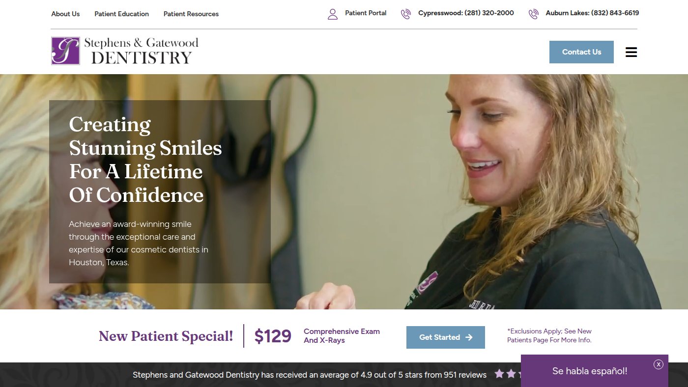 The home page of houstontexasdentist.com