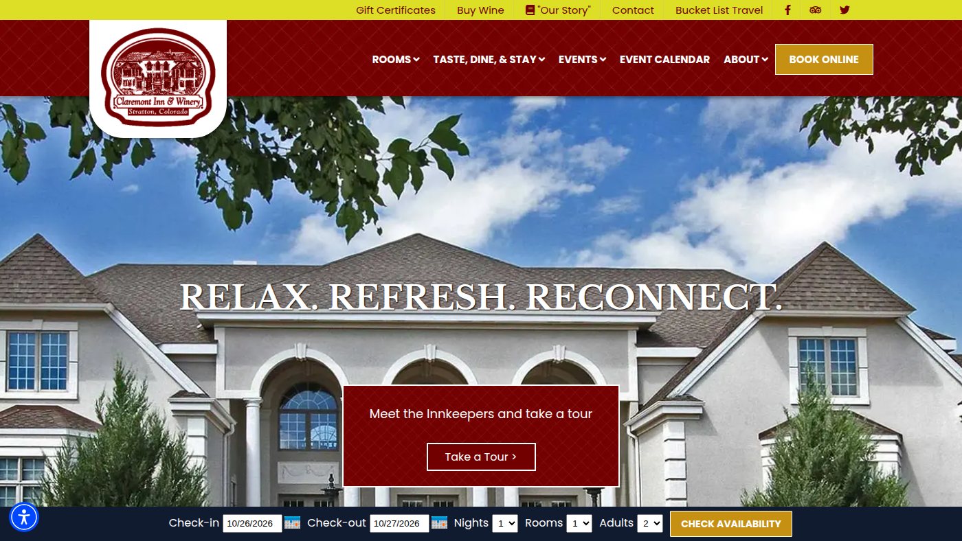 The home page of claremontinn.com