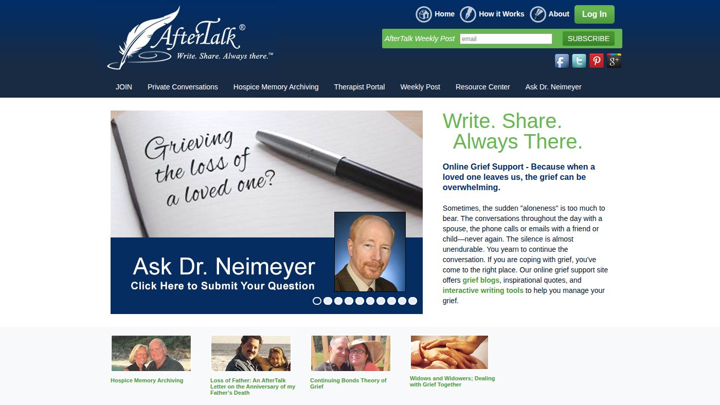 The home page of aftertalk.com
