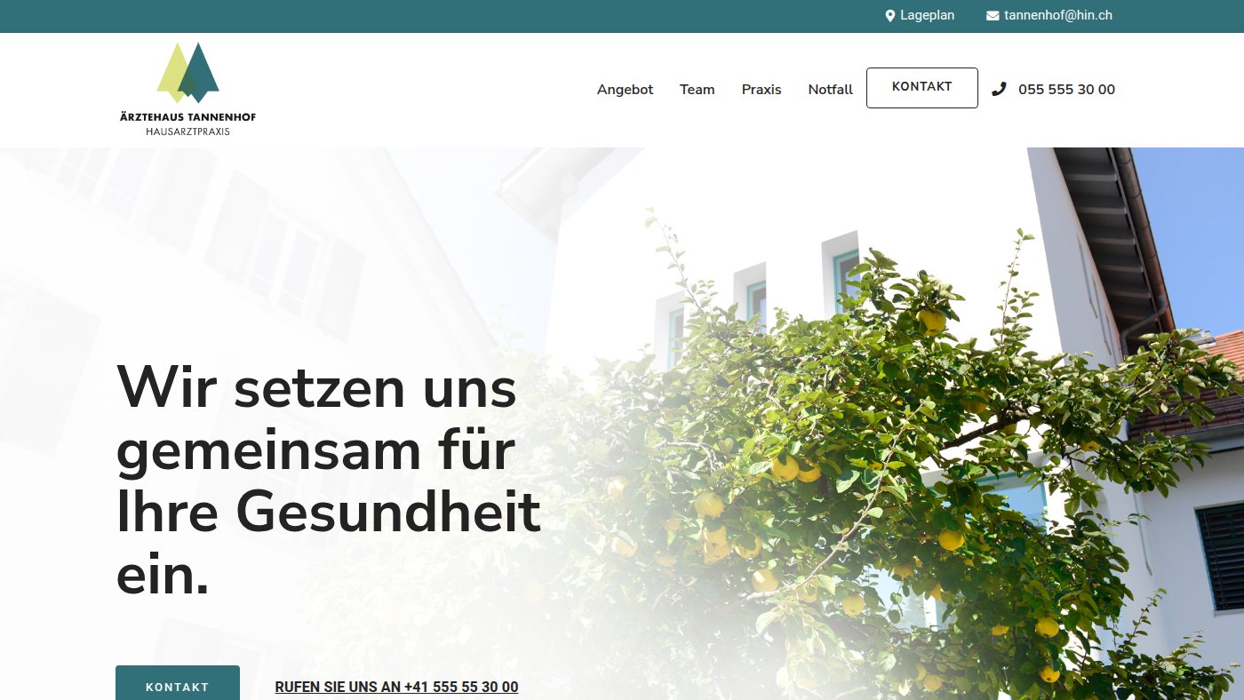 The home page of tannenhofpraxis.ch