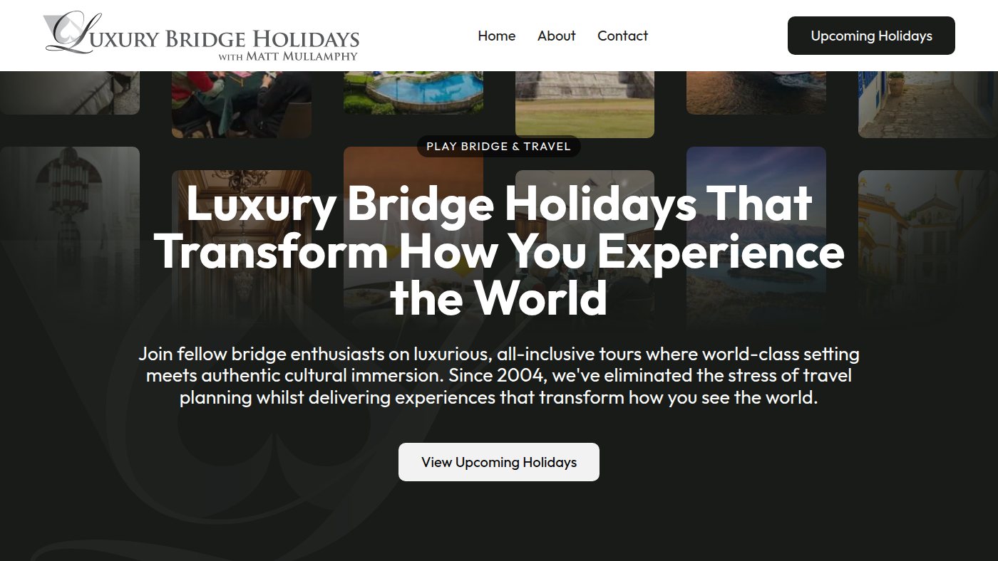 The home page of luxurybridge.com.au