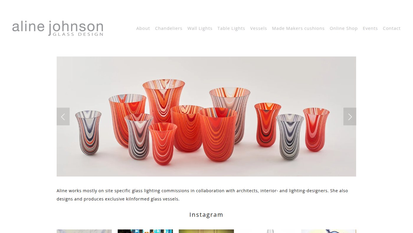 The home page of alinejohnson.co.uk