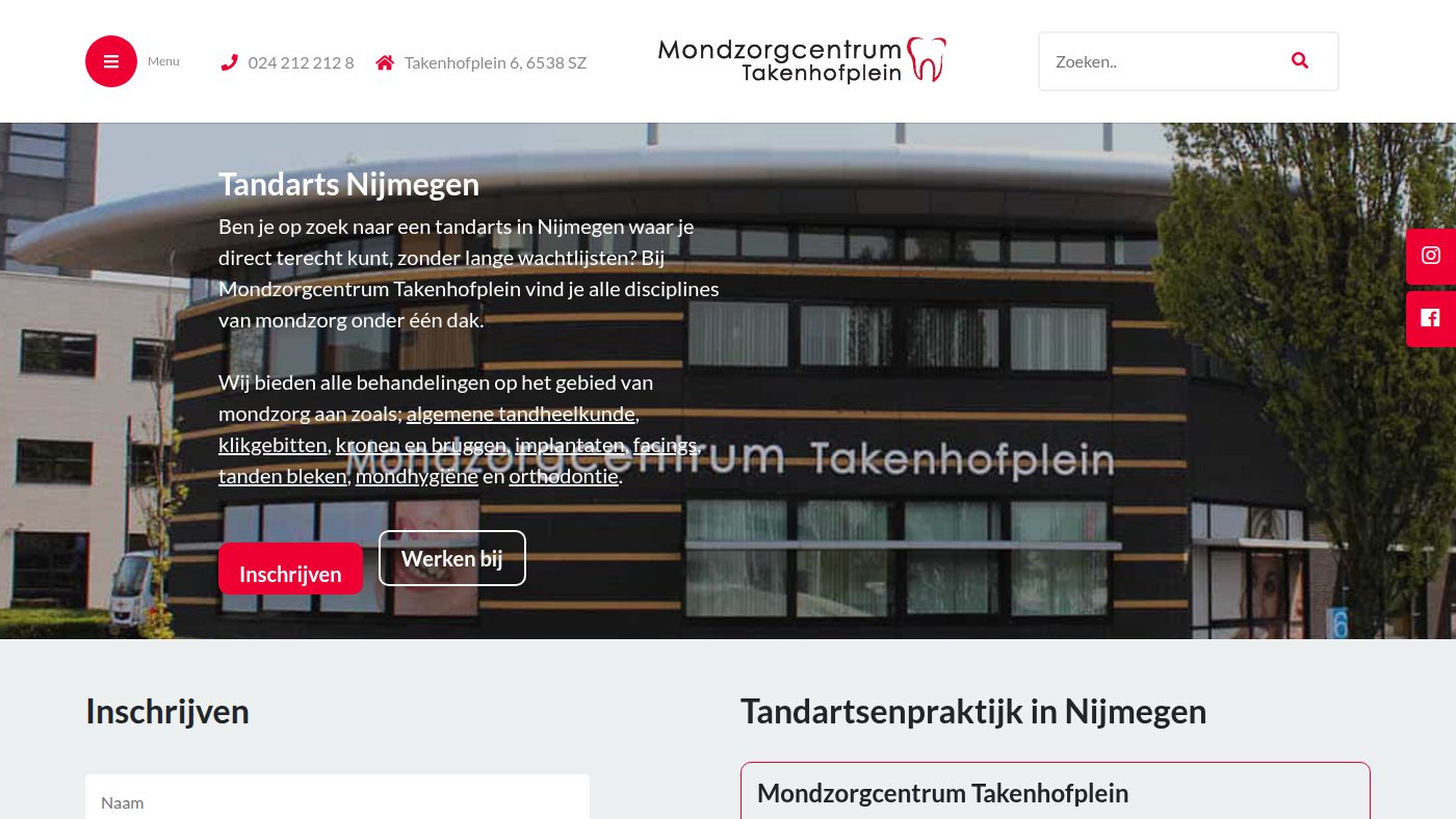 The home page of mondzorgcentrumtakenhofplein.nl