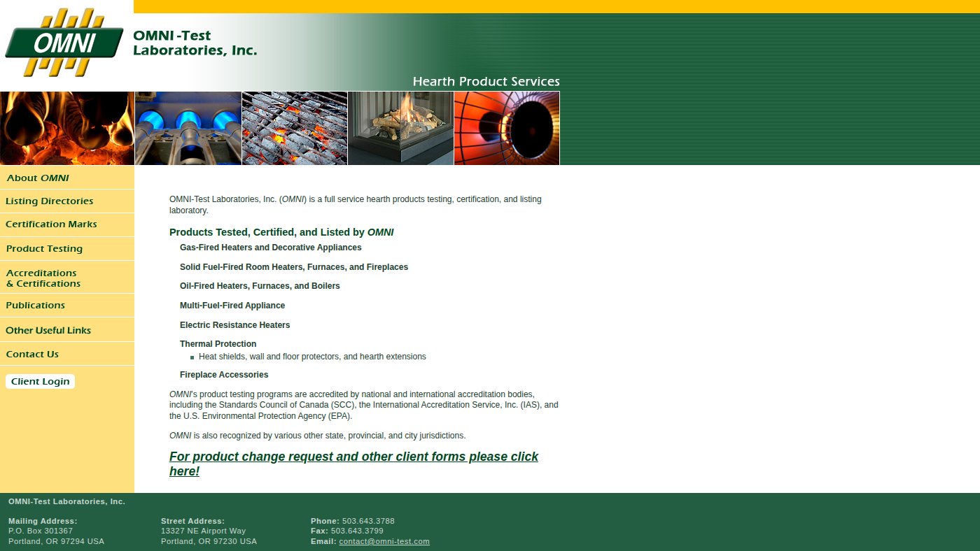 The home page of omni-test.com