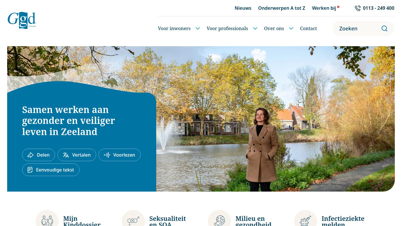 The home page of ggdzeeland.nl