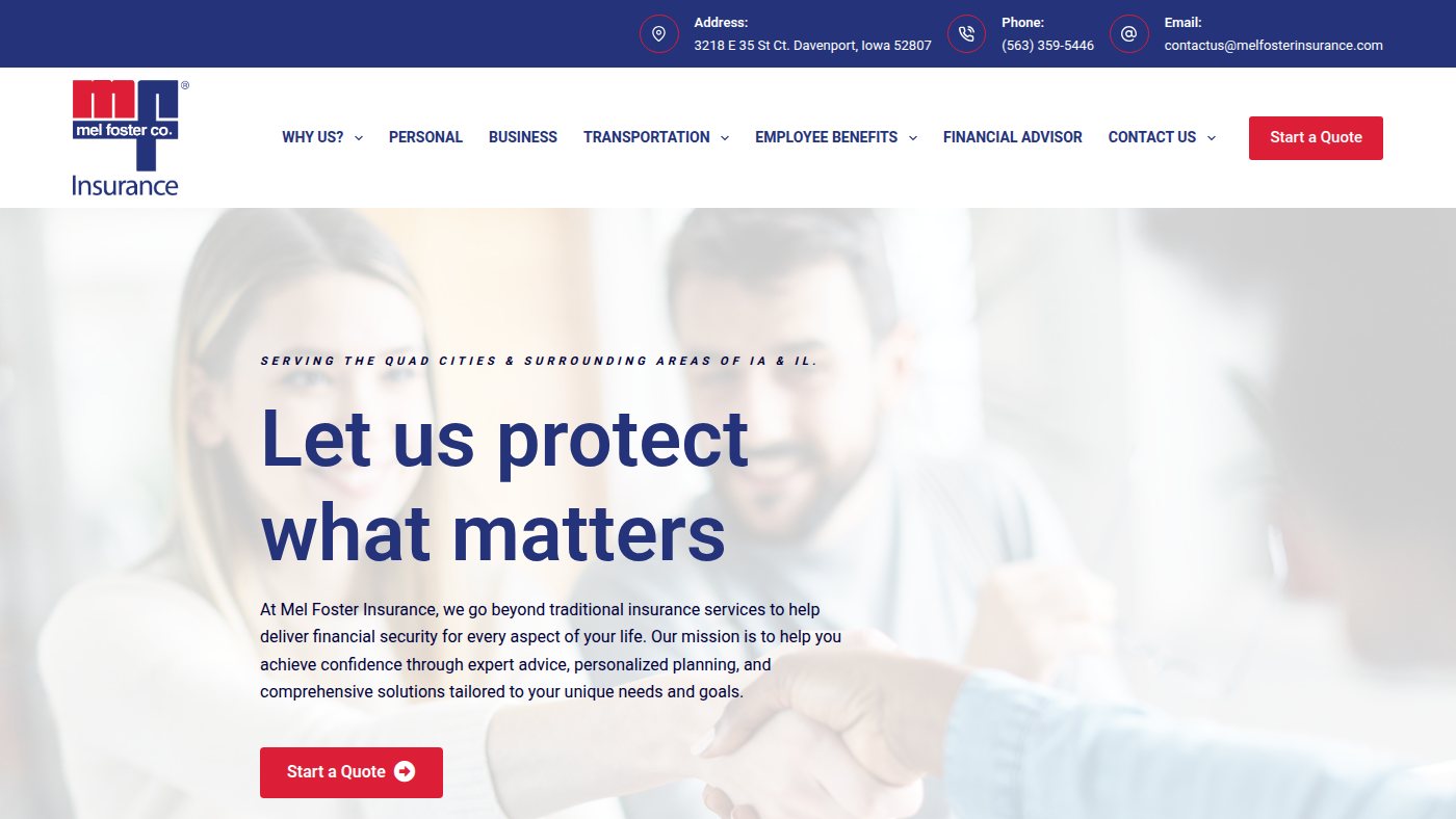 The home page of melfosterinsurance.com