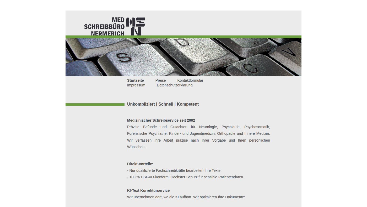 The home page of medschreibbuero.eu