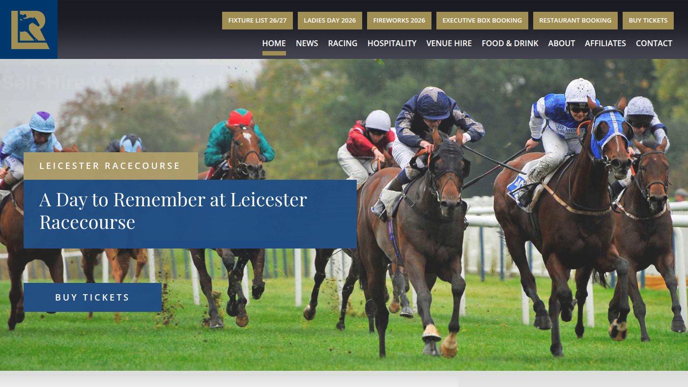 The home page of leicester-racecourse.co.uk