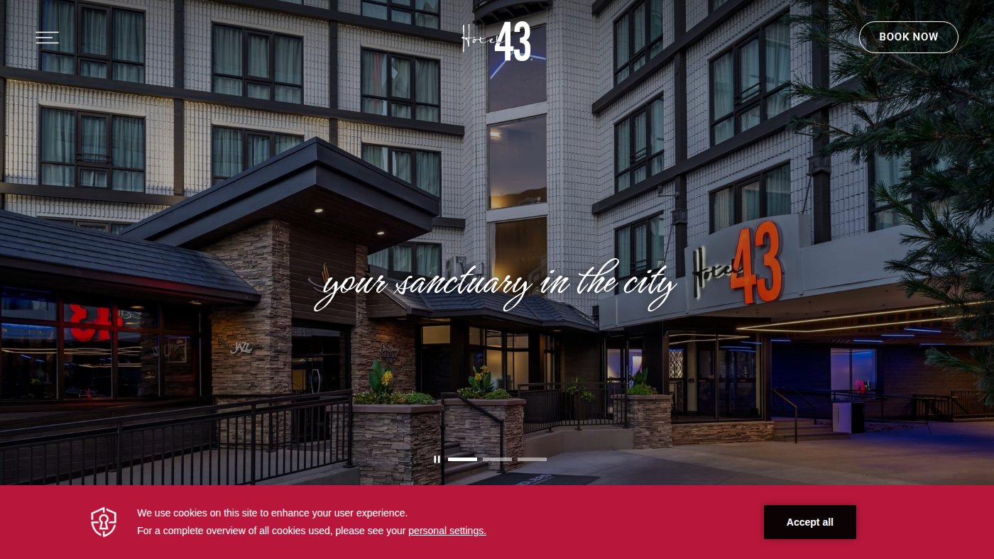 The home page of hotel43.com