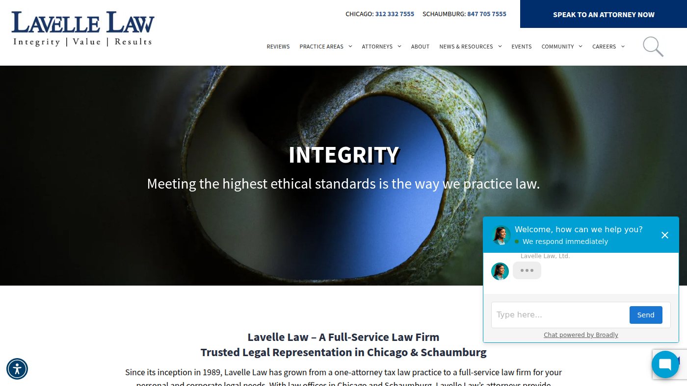 The home page of lavellelaw.com