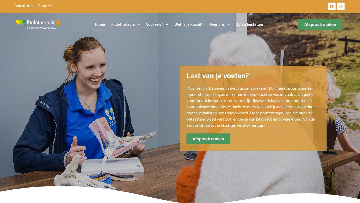 The home page of podotherapiehurenkamp.nl