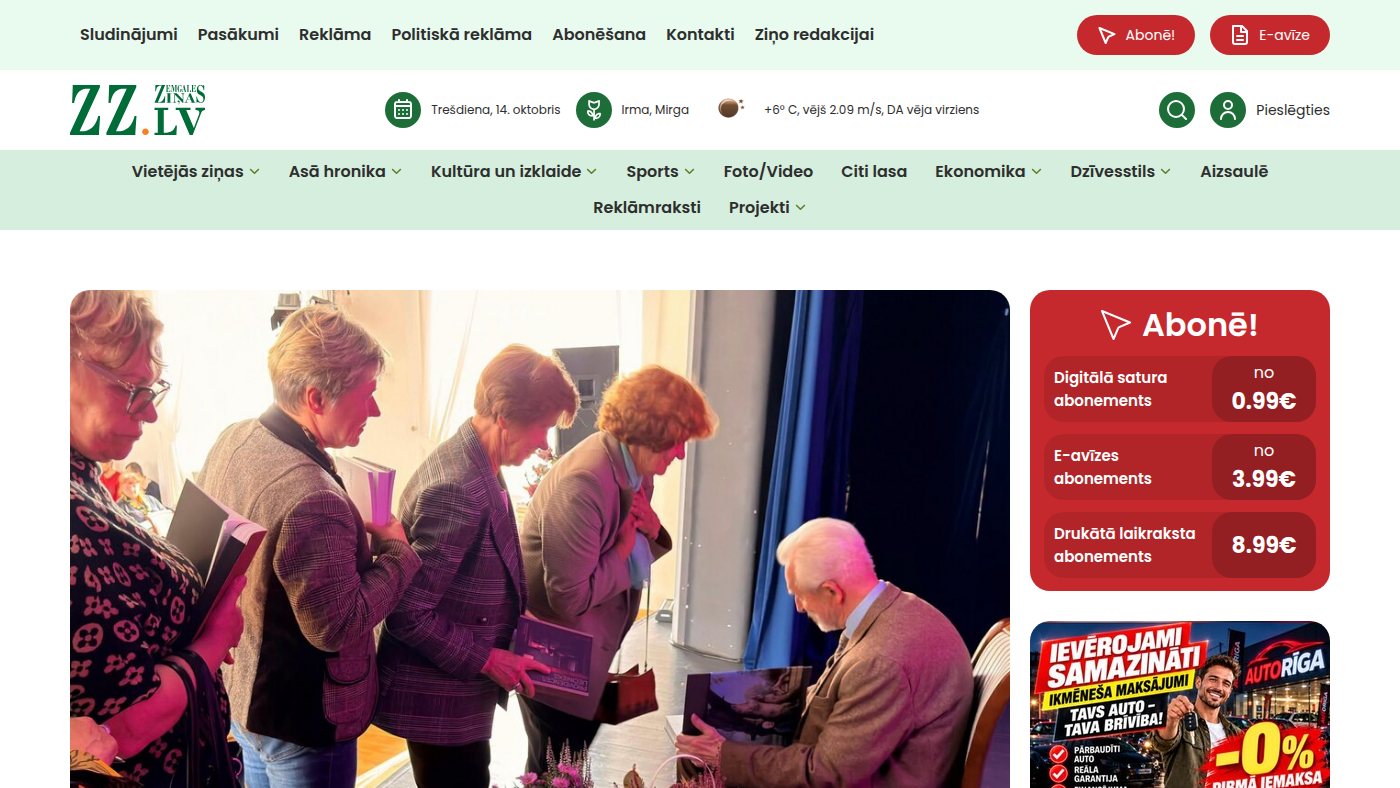 The home page of zz.lv
