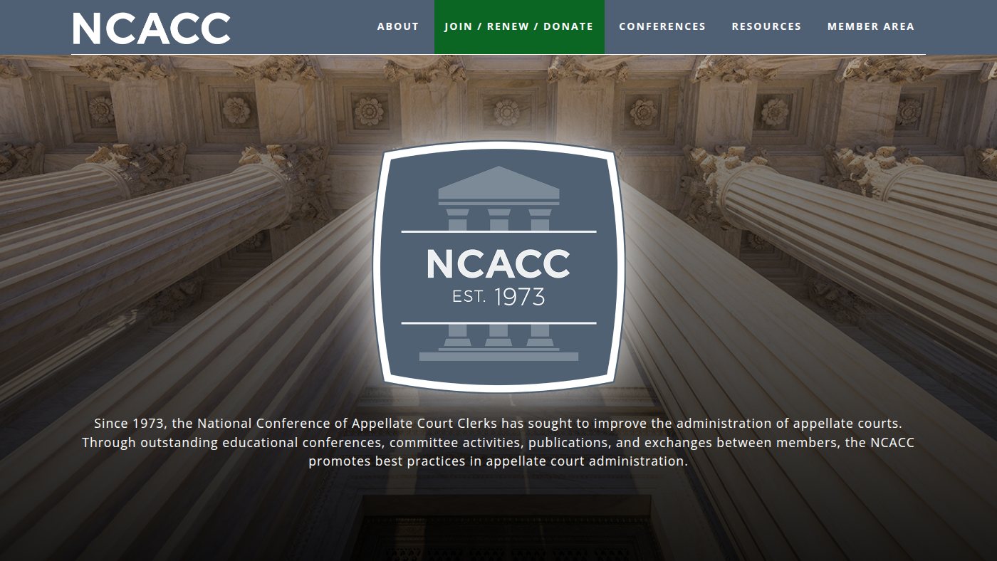 The home page of appellatecourtclerks.org