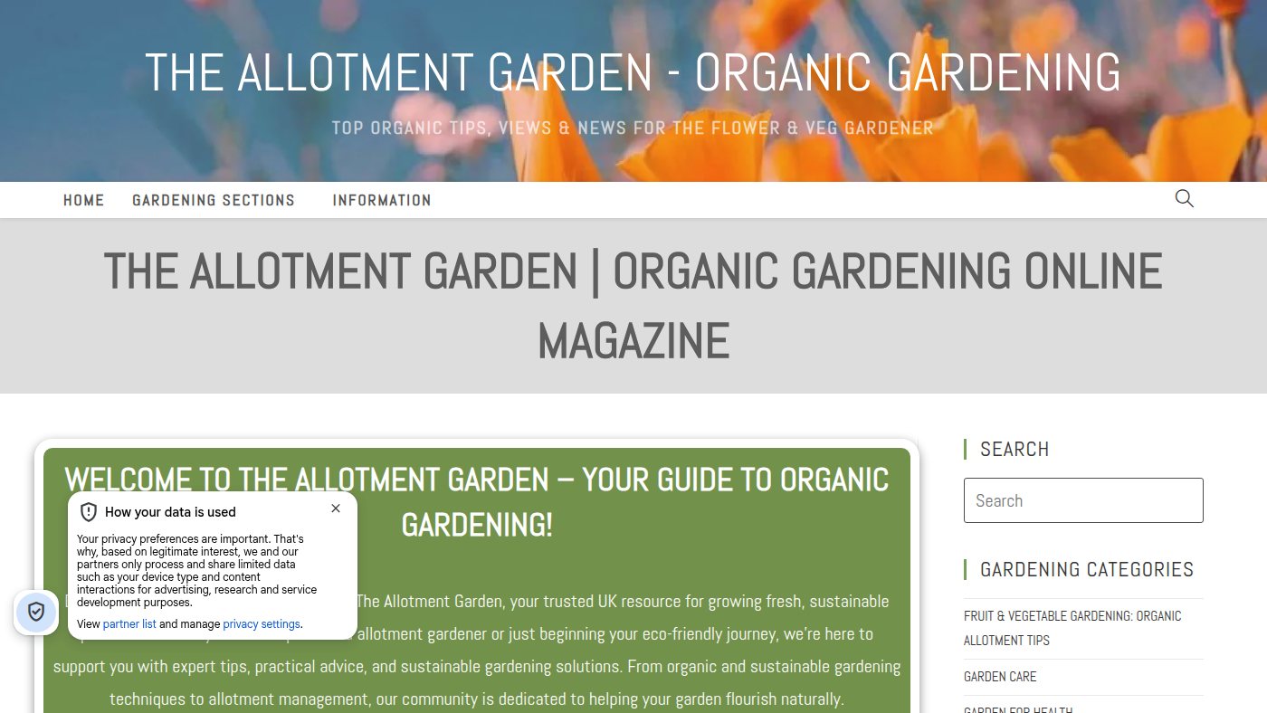 The home page of theallotmentgarden.co.uk