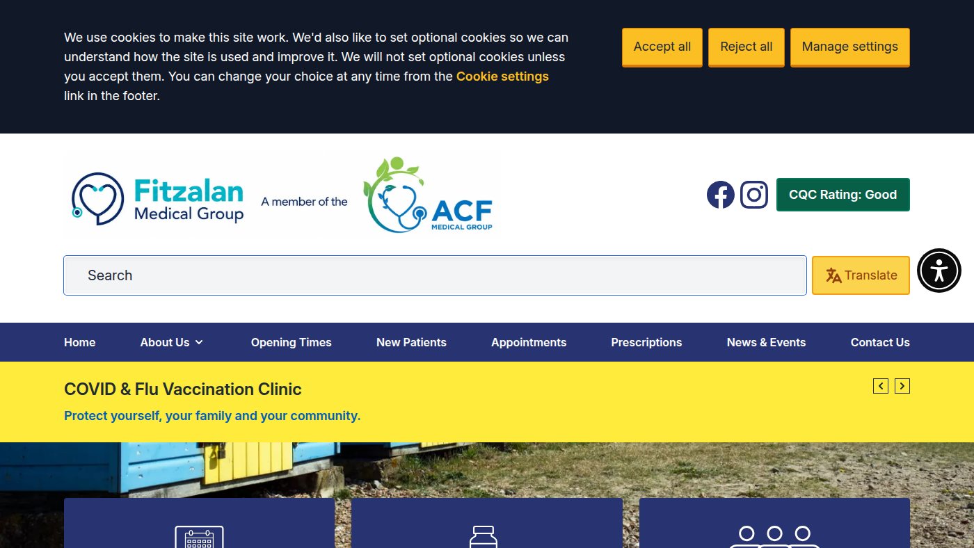 The home page of fitzalanmedicalgroup.co.uk