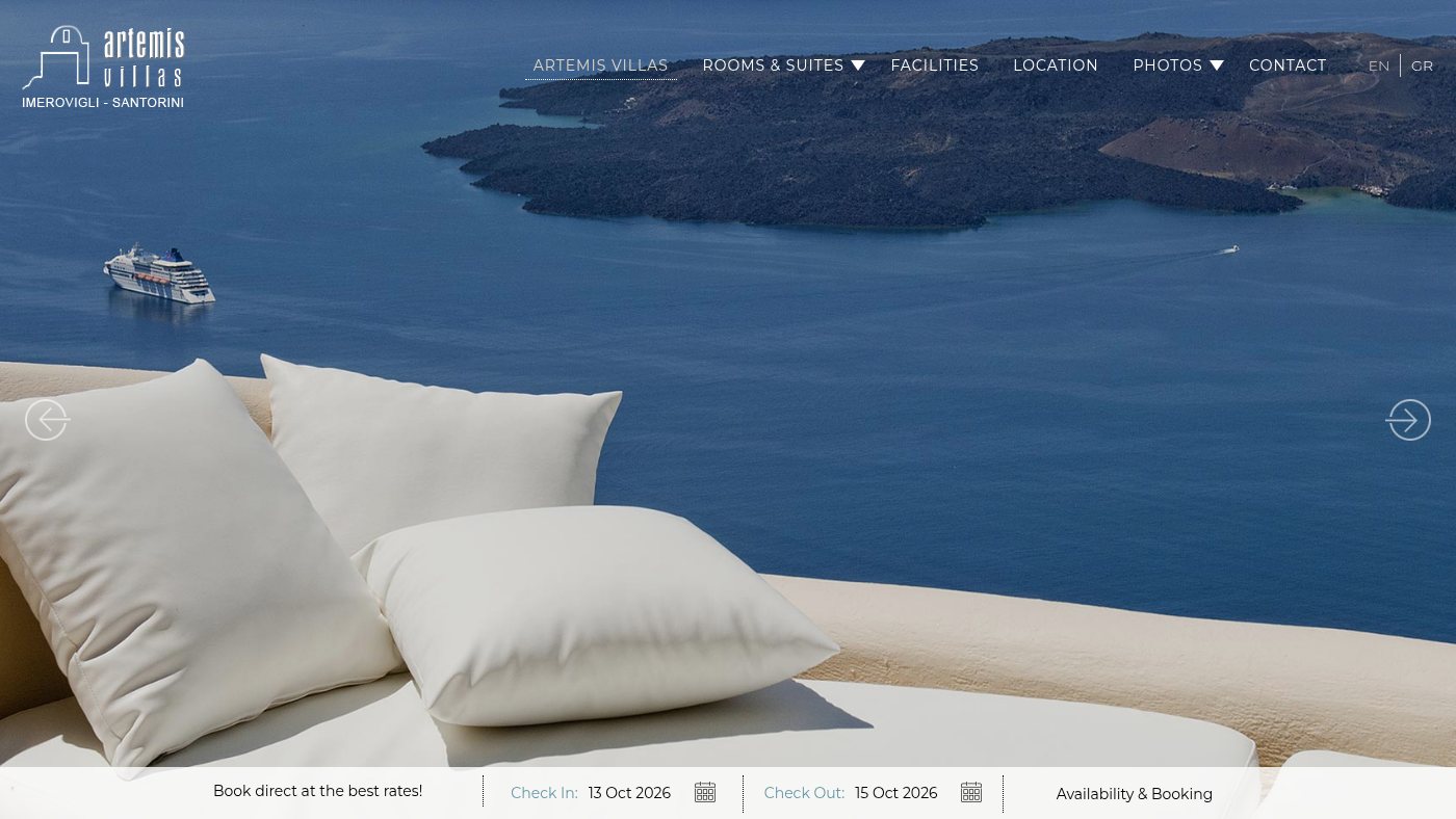 The home page of artemisvillas.gr
