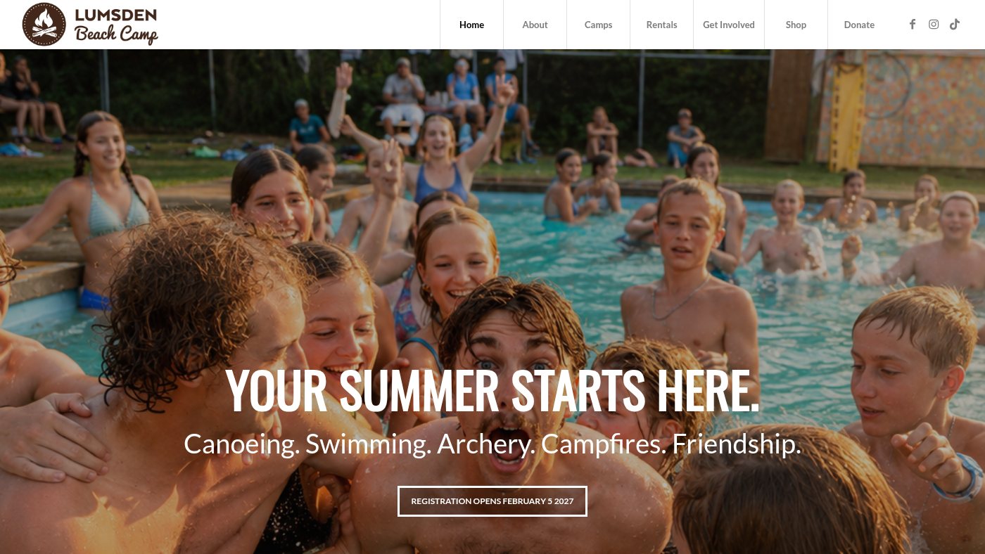 The home page of lumsdenbeachcamp.com