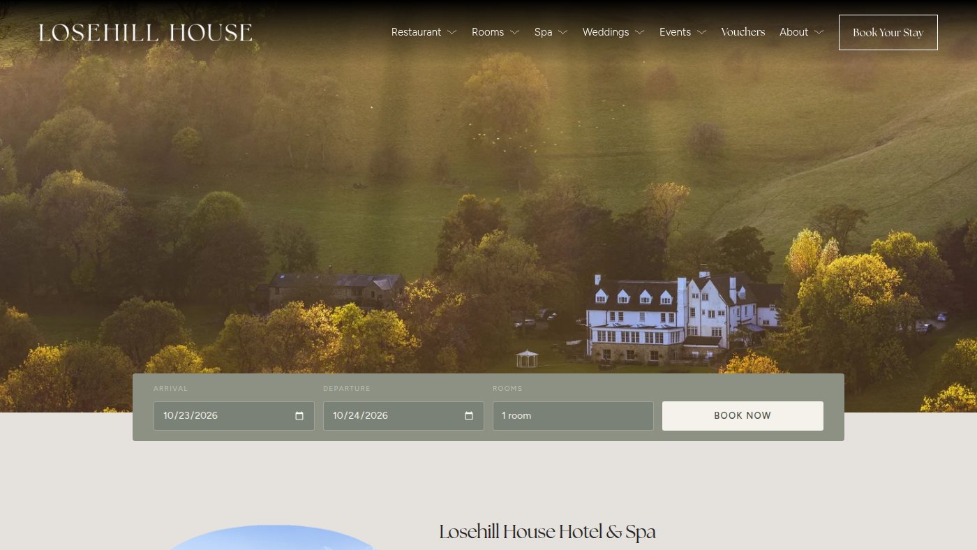 The home page of losehillhouse.co.uk