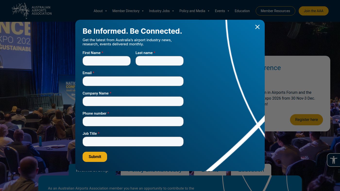 The home page of airports.asn.au