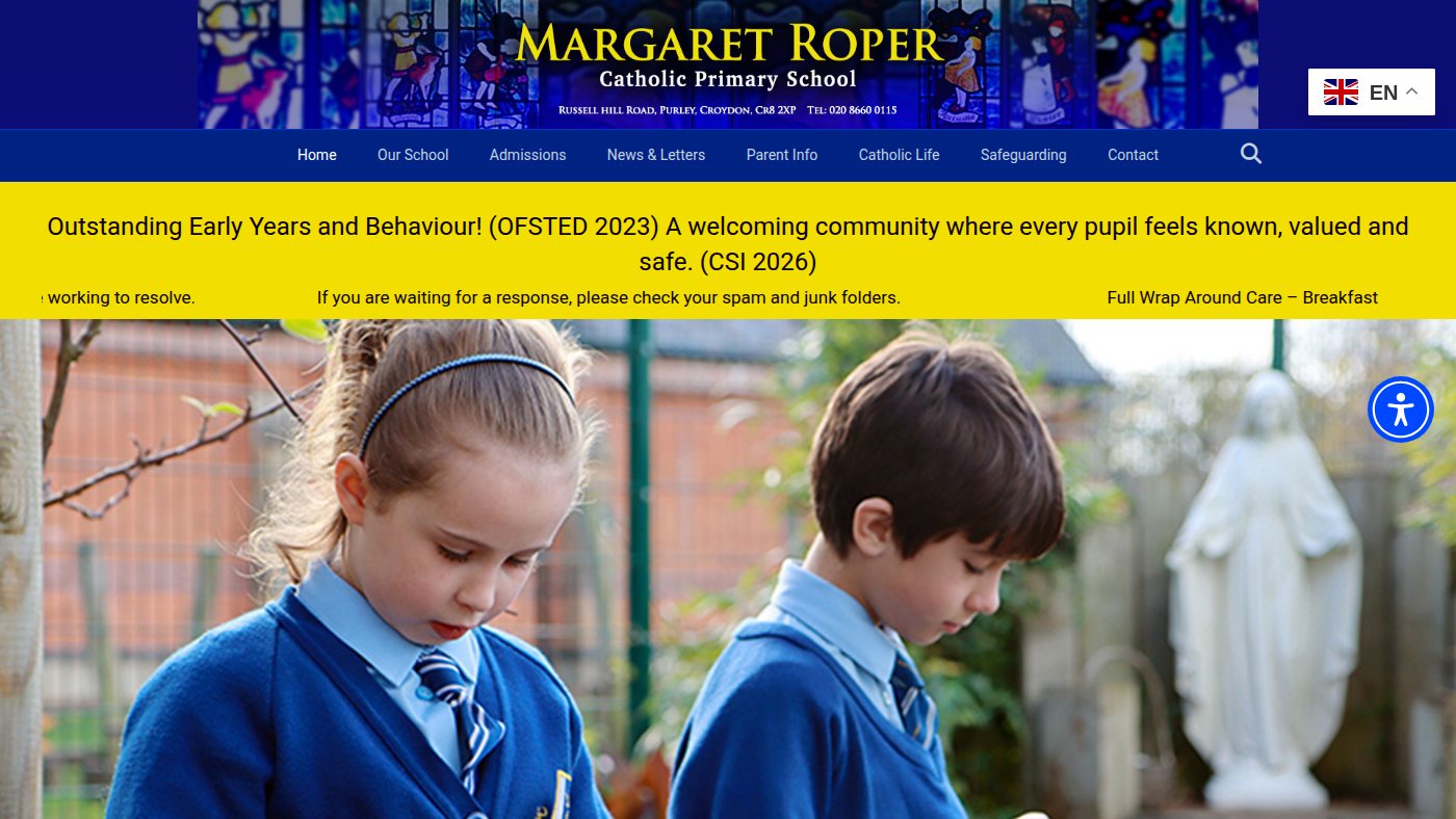 The home page of margaretroper.croydon.sch.uk