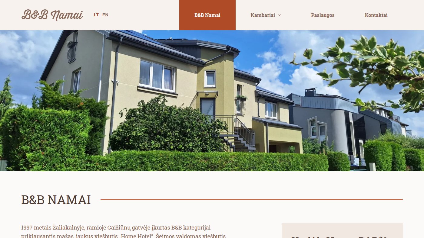 The home page of homehotel.lt