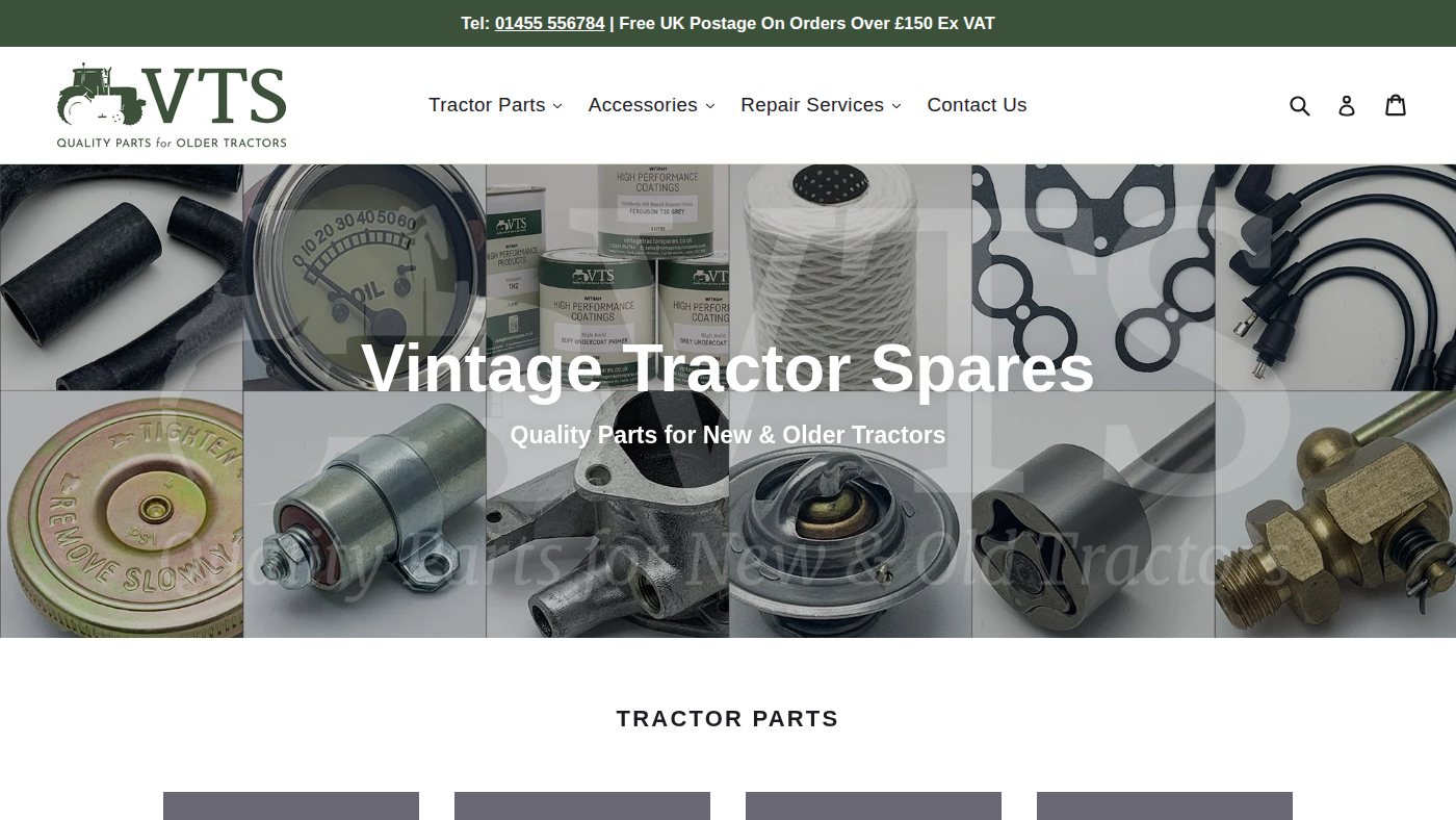 The home page of vintagetractorspares.co.uk