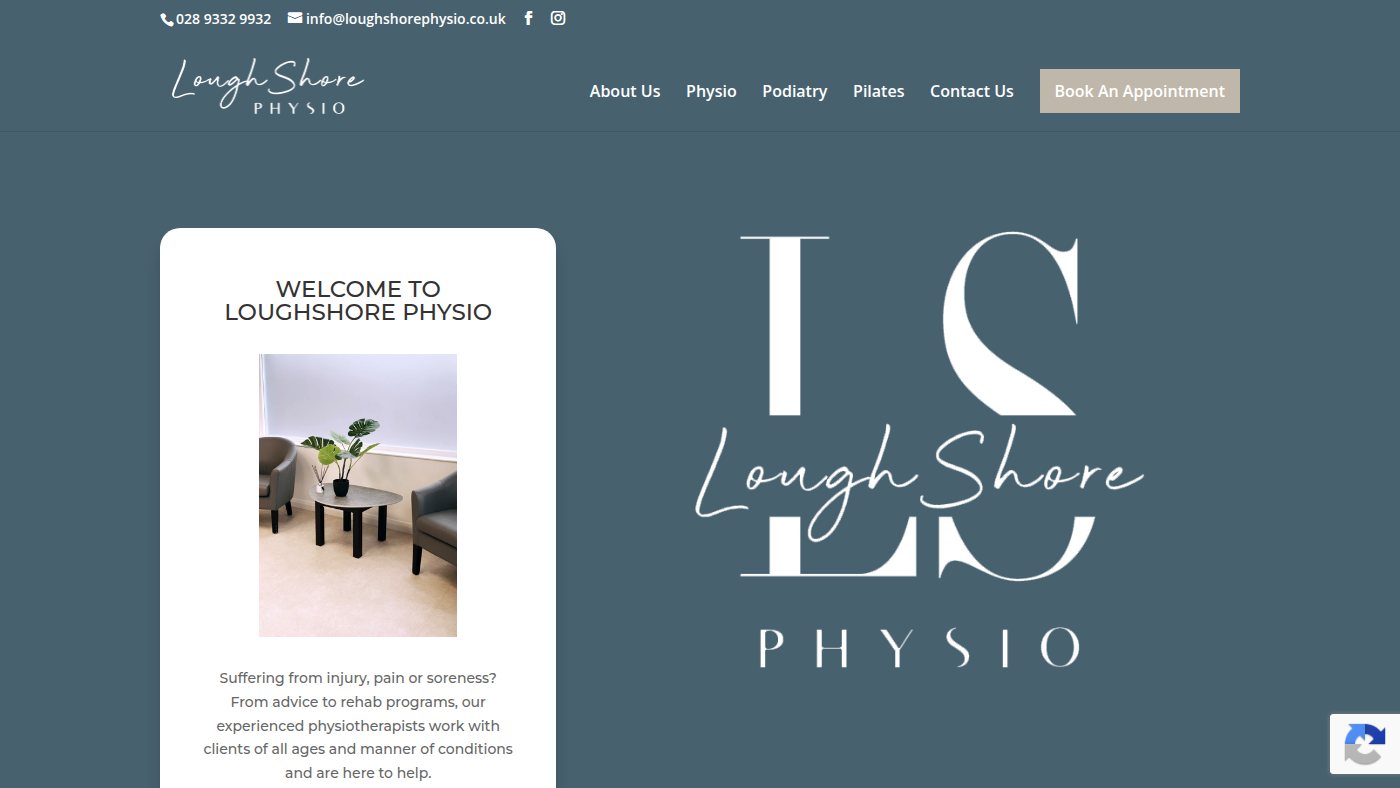The home page of loughshorephysio.co.uk