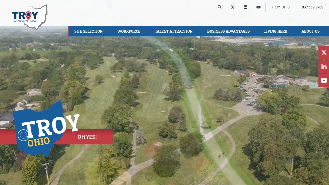 The home page of troyeconomicdevelopment.com