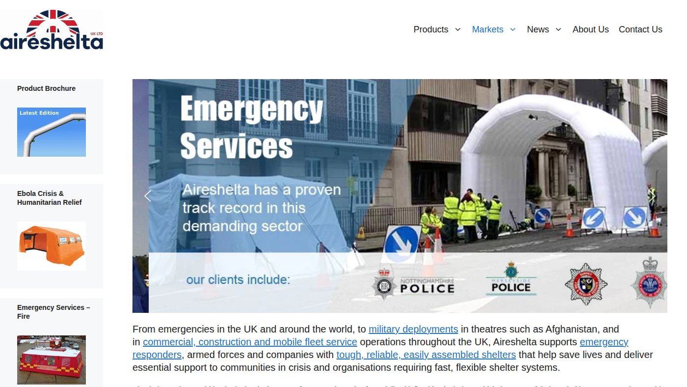 The home page of aireshelta.com