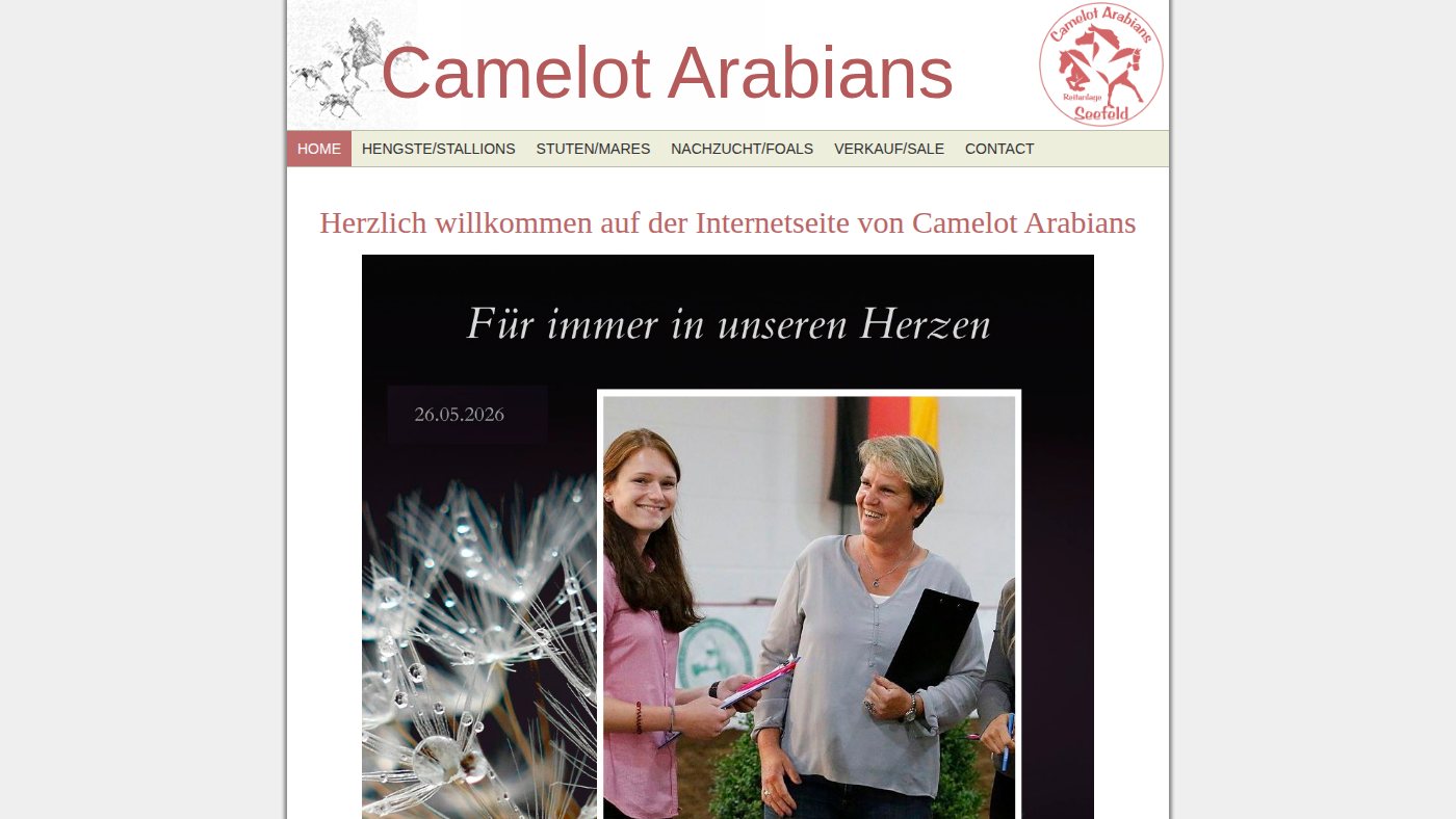The home page of camelot-arabians.de