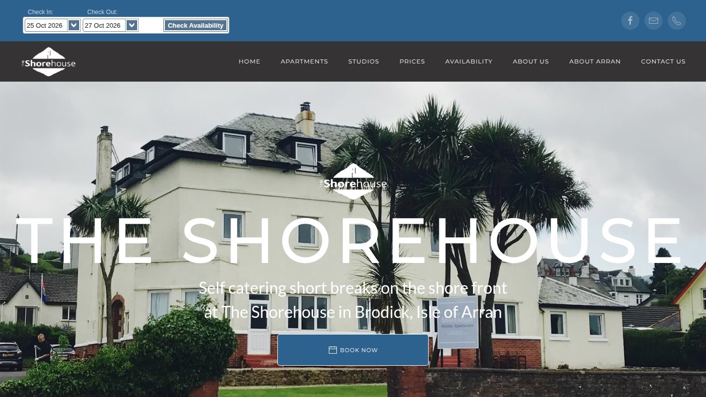 The home page of theshorehouse.co.uk