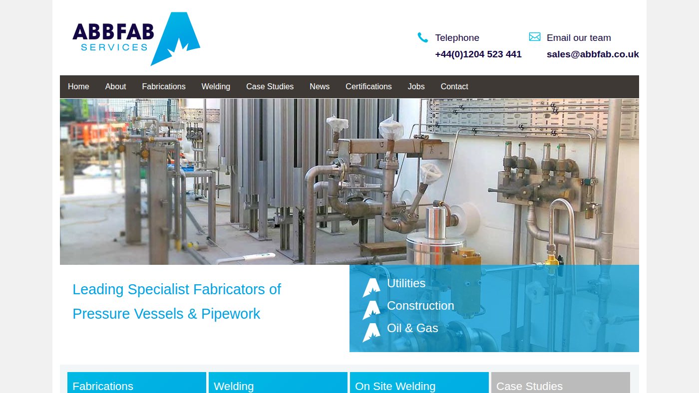 The home page of abbfab.co.uk