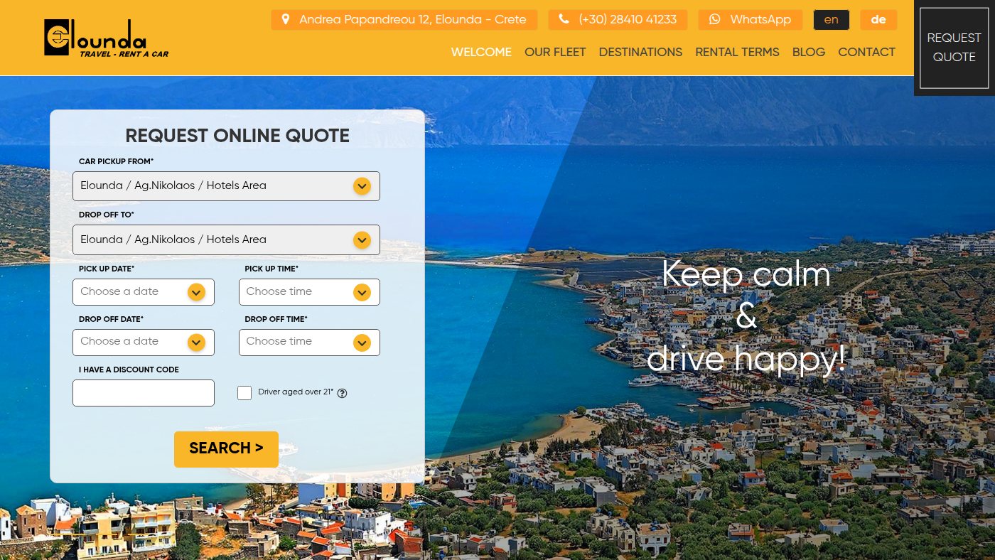 The home page of eloundatravel.gr