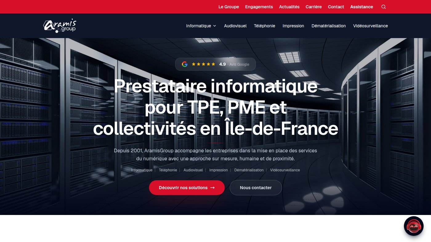 The home page of aramisgroup.fr