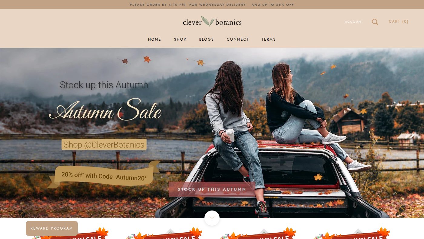 The home page of cleverbotanics.com