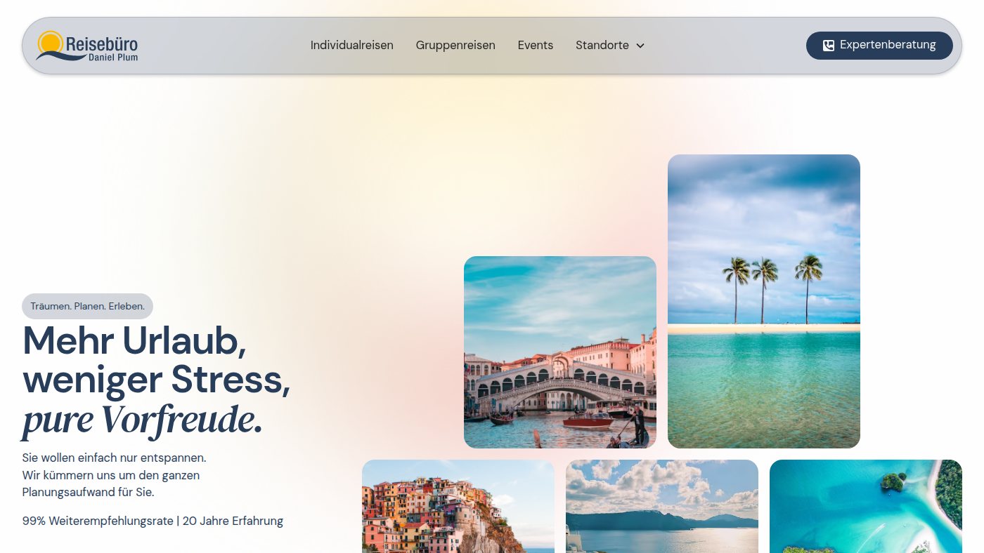 The home page of reisebueroplum.de